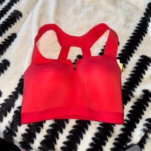 All In Motion Women's Sculpt High Support Zip-Front, Sports Bra, Red, Size 36DD